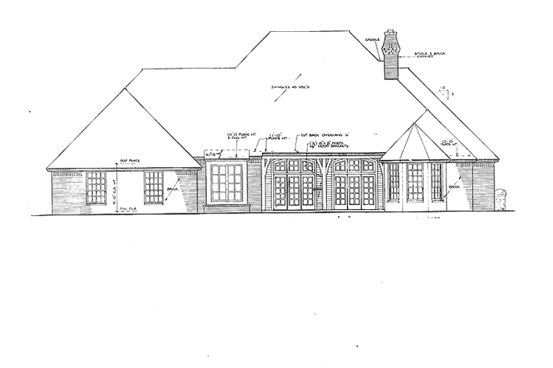 Dream House Plan - Exterior - Rear Elevation for Country House Plan #310-1145 - 4 bed, 3.5 bath