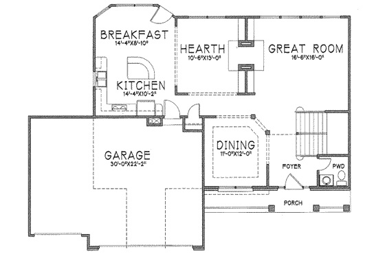 Floor Plan - Main Floor for Traditional House Plan #6-222 - 4 bed, 2.5 bath