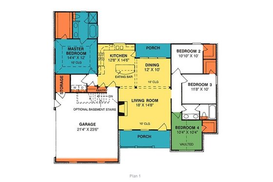 Floor Plan - Main Floor for Country House Plan #20-193 - 4 bed, 2 bath