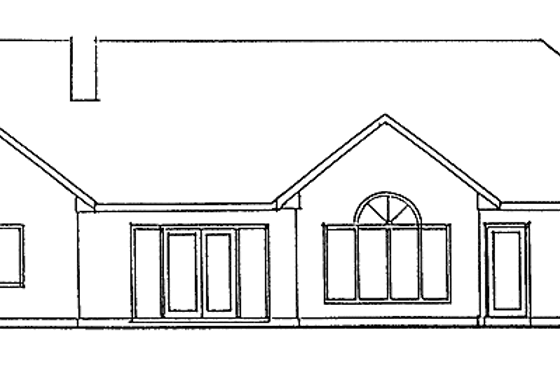 Exterior - Rear Elevation for Ranch House Plan #56-655 - 4 bed, 2.5 bath