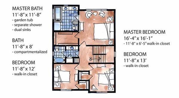 Architectural House Design - European Floor Plan - Upper Floor Plan #320-994