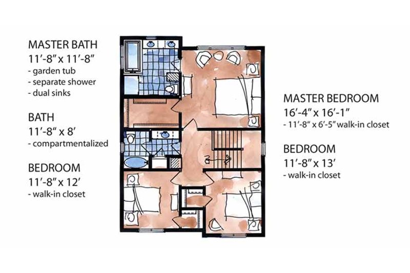 Home Plan - Floor Plan - Upper Floor for European House Plan #320-994 - 3 bed, 2.5 bath