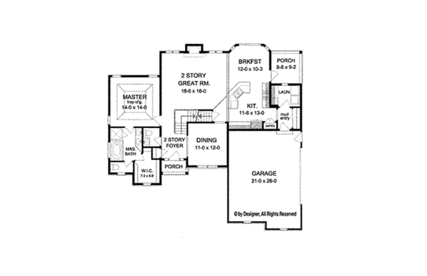 House Plan Design - Colonial Floor Plan - Main Floor Plan #1010-105