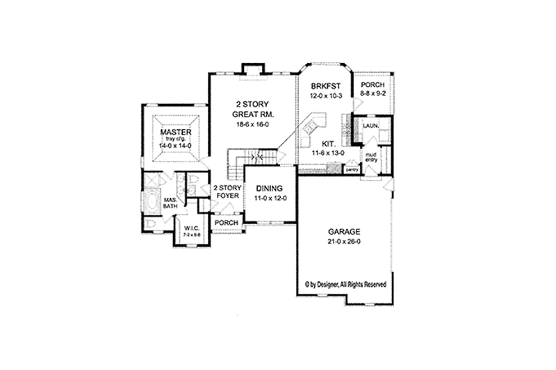 Architectural House Design - Floor Plan - Main Floor for Colonial House Plan #1010-105 - 3 bed, 2.5 bath