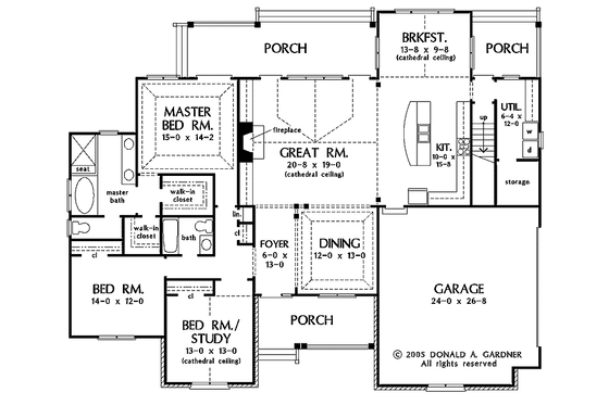 Floor Plan - Main Floor for Ranch House Plan #929-726 - 3 bed, 2 bath