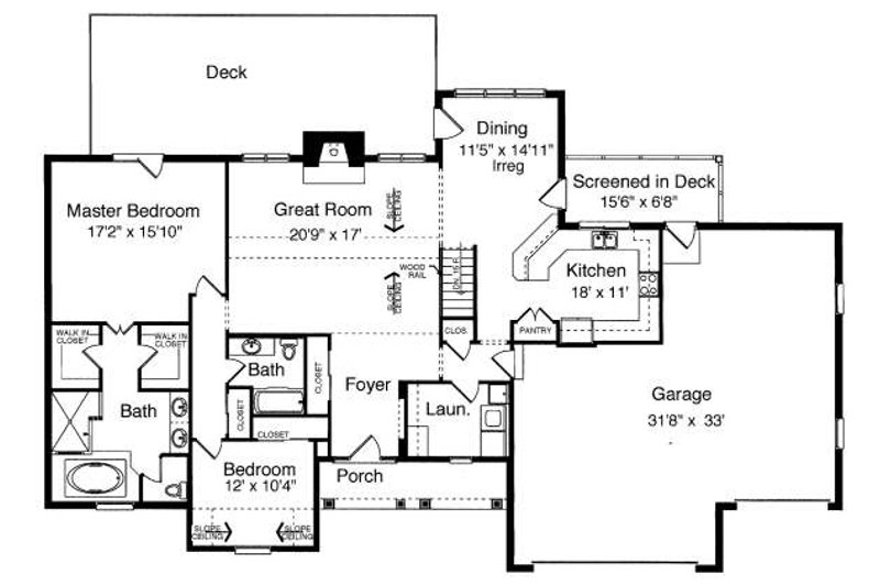 Home Plan - Floor Plan - Main Floor for Cottage House Plan #46-402 - 2 bed, 2 bath