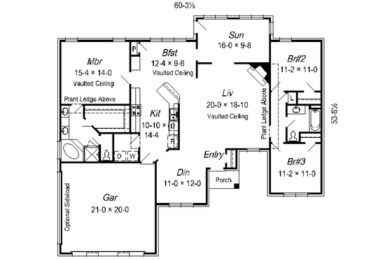 Floor Plan - Main Floor for European House Plan #329-230 - 3 bed, 2 bath