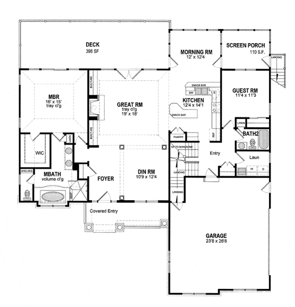 House Design - Ranch Floor Plan - Main Floor Plan #316-262