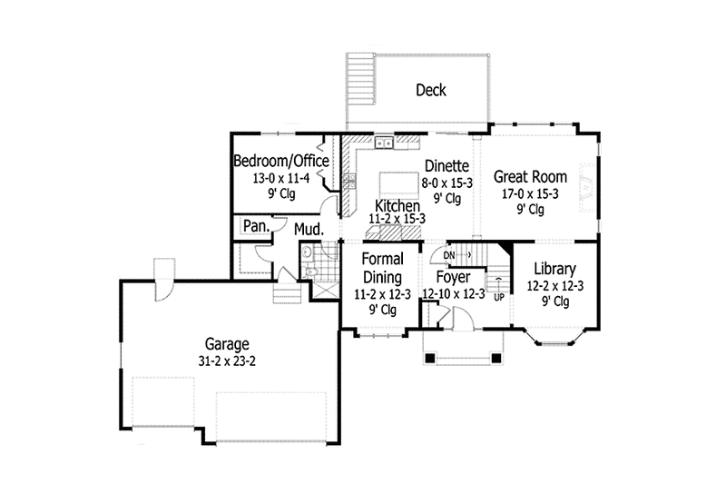 Home Plan - Floor Plan - Main Floor for Traditional House Plan #51-1095 - 4 bed, 3 bath