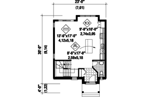 Floor Plan - Main Floor for Contemporary House Plan #25-4434 - 2 bed, 1 bath