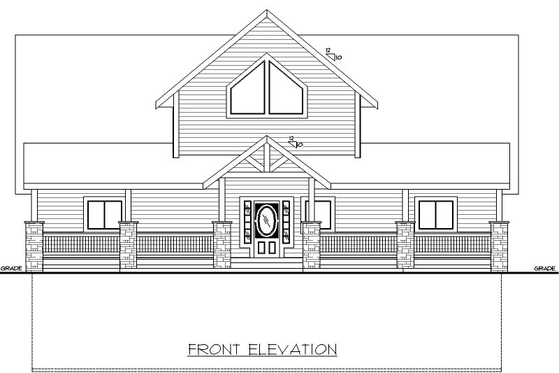 House Blueprint - Exterior - Front Elevation 3 for Farmhouse House Plan #117-950 - 3 bed, 2 bath