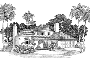 Adobe / Southwestern Exterior - Front Elevation Plan #72-731