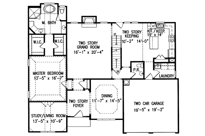 House Plan Design - Floor Plan - Main Floor for Traditional House Plan #54-221 - 4 bed, 2.5 bath