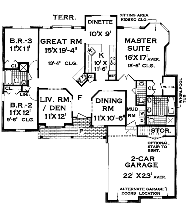 Architectural House Design - Country Floor Plan - Main Floor Plan #3-244