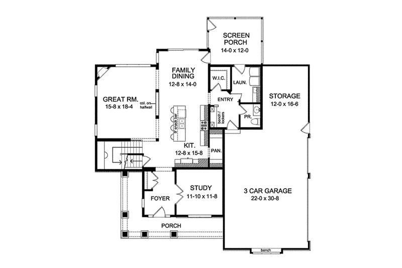 House Plan Design - Floor Plan - Main Floor for Traditional House Plan #1010-134 - 3 bed, 3.5 bath