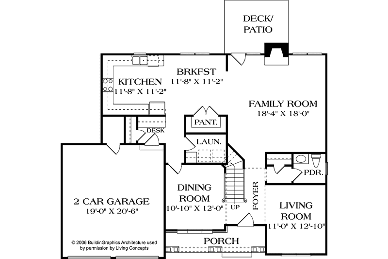 Dream House Plan - Floor Plan - Main Floor for Craftsman House Plan #453-510 - 3 bed, 2.5 bath