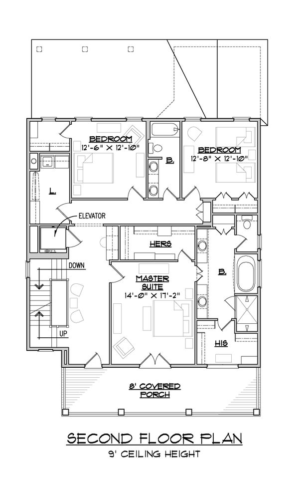 House Blueprint - Craftsman Floor Plan - Upper Floor Plan #1054-33