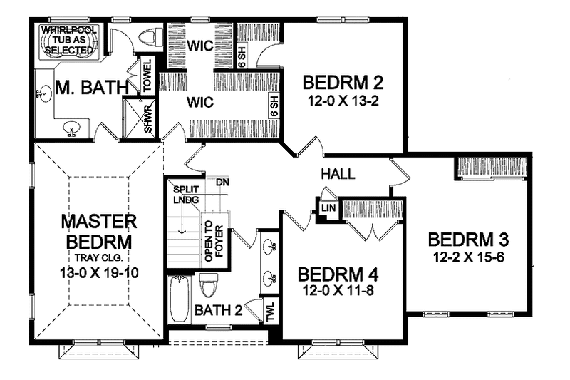 Home Plan - Floor Plan - Upper Floor for Traditional House Plan #328-334 - 4 bed, 3 bath