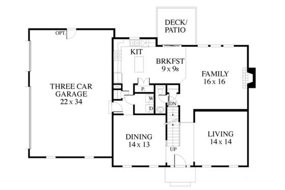 Floor Plan - Main Floor for Colonial House Plan #1053-71 - 4 bed, 2.5 bath