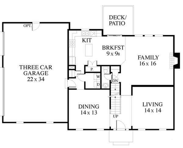 House Design - Colonial Floor Plan - Main Floor Plan #1053-71