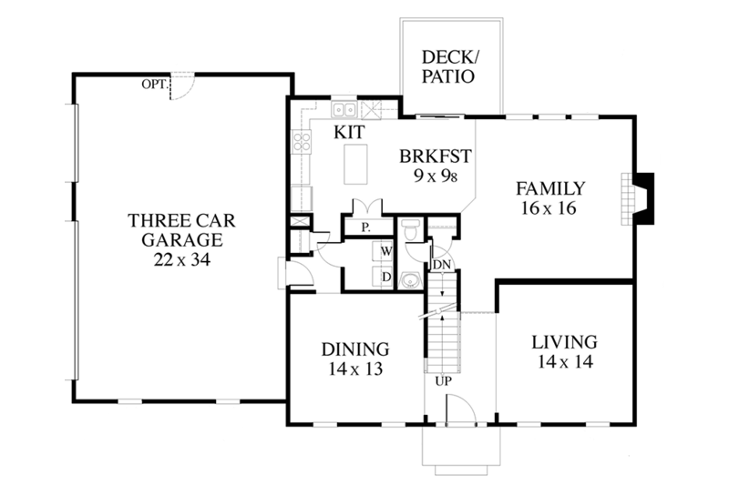 Architectural House Design - Floor Plan - Main Floor for Colonial House Plan #1053-71 - 4 bed, 2.5 bath