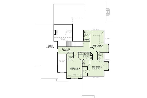 Floor Plan - Upper Floor for European House Plan #17-444 - 4 bed, 4.5 bath