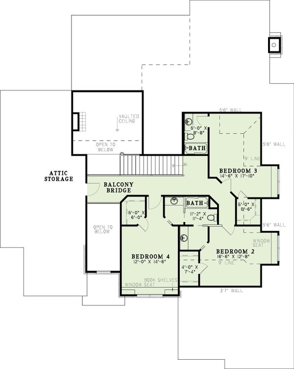 Home Plan - European Floor Plan - Upper Floor Plan #17-444