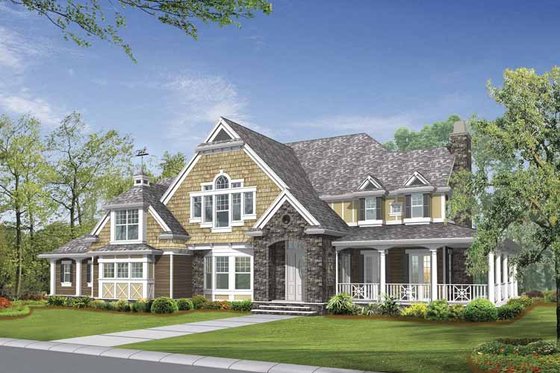 Exterior - Front Elevation 3 for Craftsman House Plan #132-510 - 4 bed, 3.5 bath