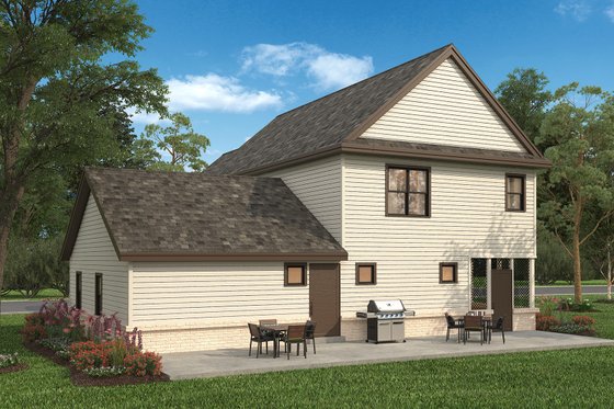 Exterior - Rear Elevation 3 for Farmhouse House Plan #497-43 - 3 bed, 2.5 bath