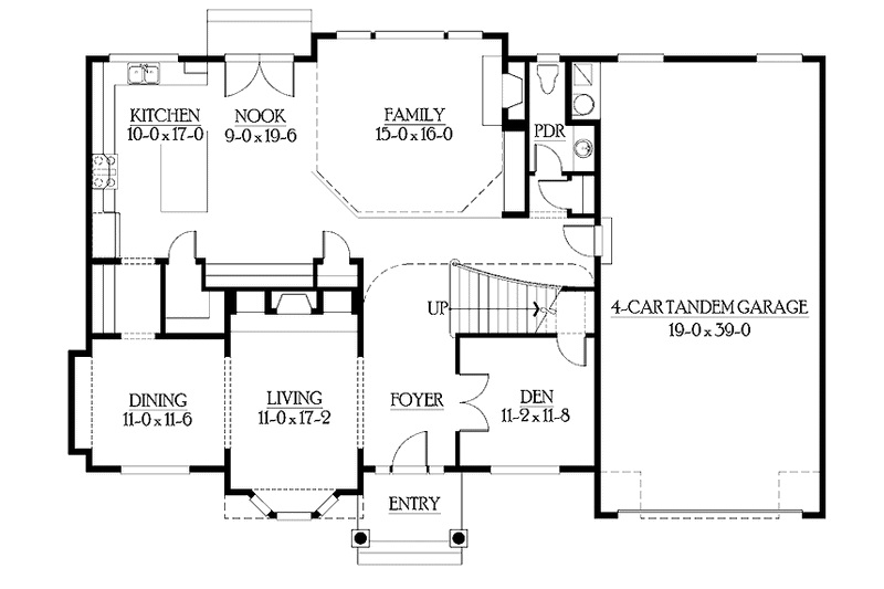 Home Plan - Floor Plan - Main Floor for Craftsman House Plan #132-457 - 4 bed, 3.5 bath
