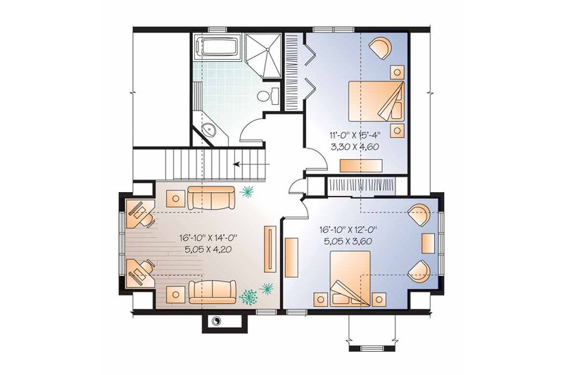 Home Plan - Floor Plan - Upper Floor for European House Plan #23-2513 - 3 bed, 2 bath