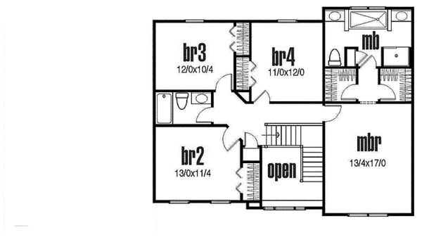 Home Plan - Traditional Floor Plan - Upper Floor Plan #435-20
