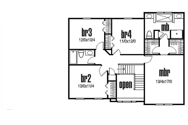 Dream House Plan - Floor Plan - Upper Floor for Traditional House Plan #435-20 - 4 bed, 2.5 bath