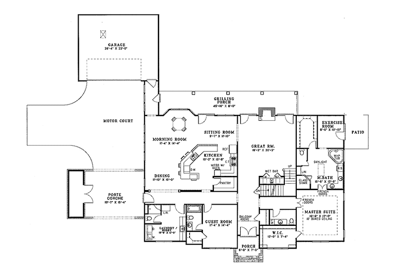 House Design - Floor Plan - Main Floor for Traditional House Plan #17-2956 - 5 bed, 4.5 bath
