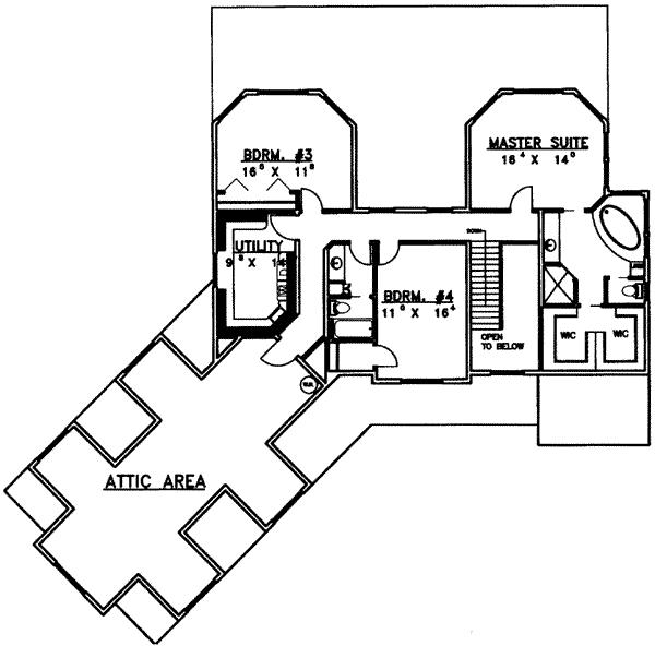 European Floor Plan - Upper Floor Plan #117-439