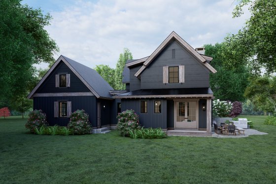 Exterior - Rear Elevation 1 for Craftsman House Plan #1094-15 - 2 bed, 2.5 bath