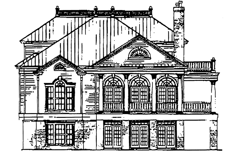 Architectural House Design - Exterior - Rear Elevation for Southern House Plan #37-265 - 4 bed, 3.5 bath
