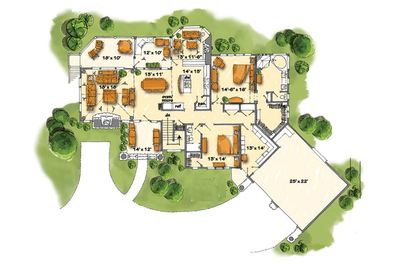 Architectural House Design - Floor Plan - Main Floor for Country House Plan #942-29 - 4 bed, 3 bath
