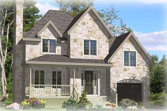 Exterior - Front Elevation for European House Plan #138-229 - 3 bed, 1.5 bath