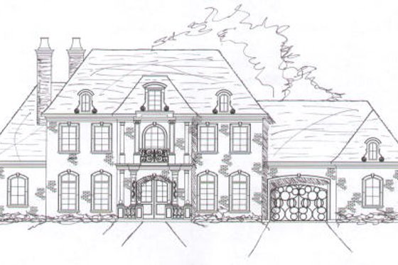 Exterior - Front Elevation for European House Plan #141-277 - 5 bed, 6.5 bath