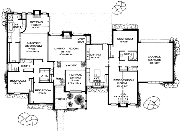 House Design - Ranch Floor Plan - Main Floor Plan #310-1059
