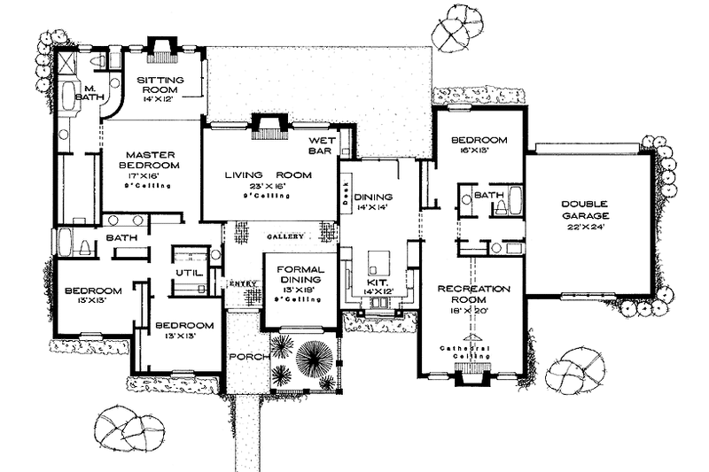 Home Plan - Floor Plan - Main Floor for Ranch House Plan #310-1059 - 4 bed, 3 bath