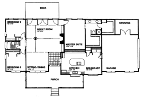 Floor Plan - Main Floor for Ranch House Plan #30-297 - 3 bed, 2 bath