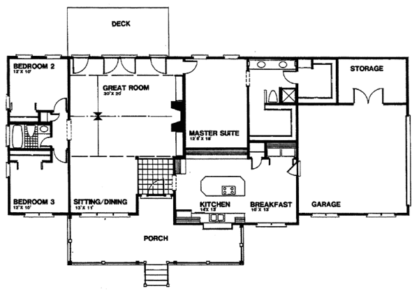 Architectural House Design - Ranch Floor Plan - Main Floor Plan #30-297