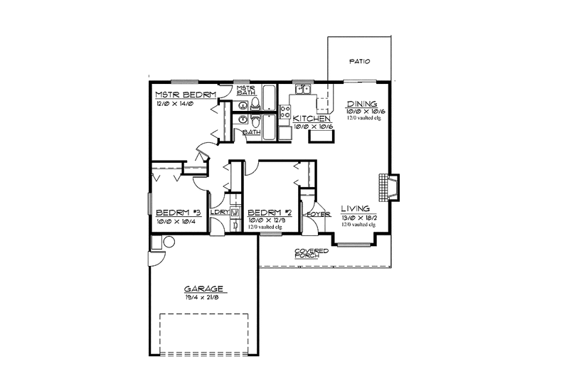 Dream House Plan - Floor Plan - Main Floor for Country House Plan #997-28 - 3 bed, 2 bath