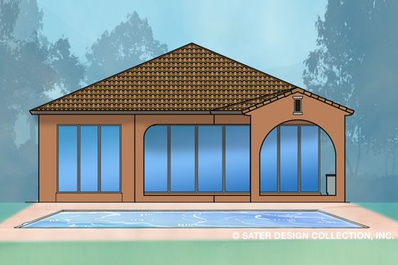 Exterior - Rear Elevation for Mediterranean House Plan #930-488 - 3 bed, 3.5 bath