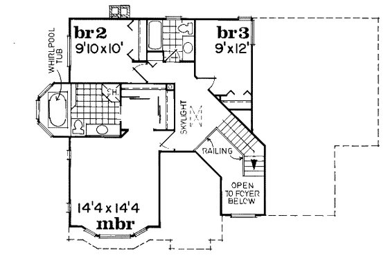 Floor Plan - Upper Floor for Traditional House Plan #47-576 - 3 bed, 2.5 bath