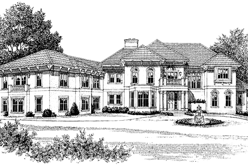 Architectural House Design - Exterior - Front Elevation 3 for Mediterranean House Plan #453-366 - 4 bed, 5.5 bath