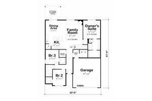 Floor Plan - Main Floor for Contemporary House Plan #20-2535 - 3 bed, 2 bath