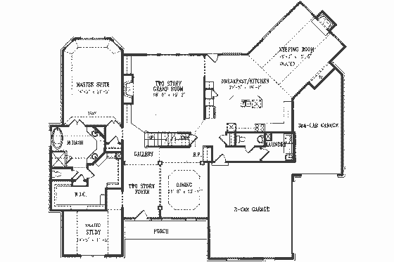 Floor Plan - Main Floor for Southern House Plan #54-166 - 4 bed, 3.5 bath